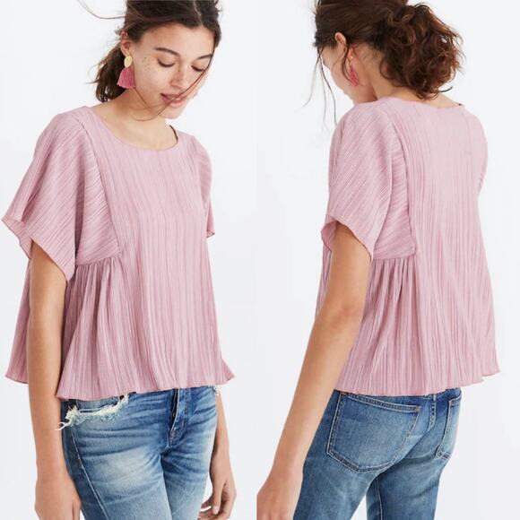Madewell Texture & Thread Micropleat Top size Large Vintage Mauve Plisse - Picture 12 of 12